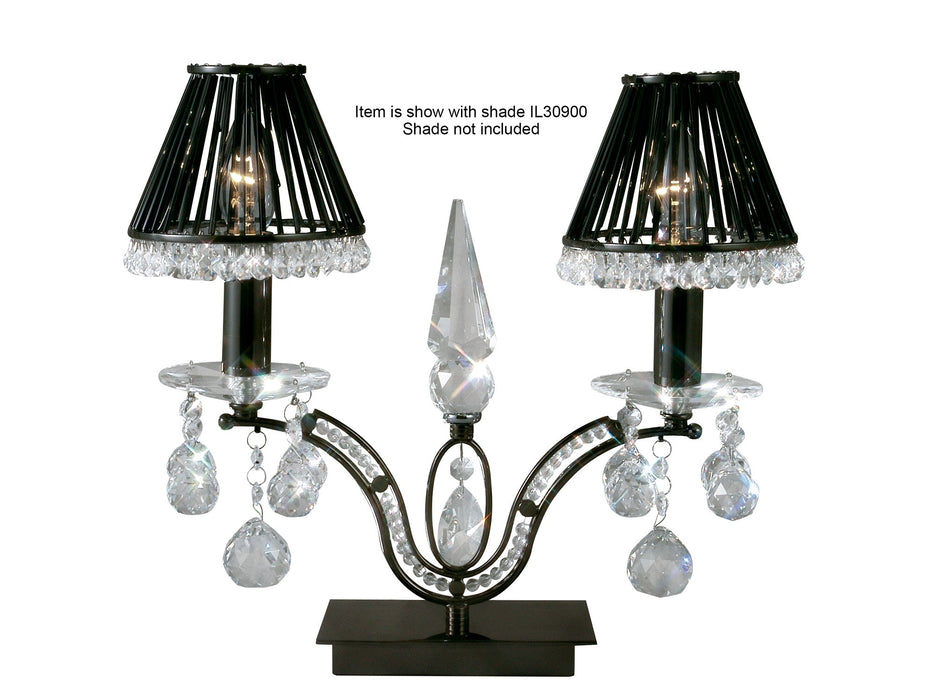 Diyas  Tara Table Lamp 2 Light E14 Black Chrome/Crystal, NOT LED/CFL Compatible • IL30060