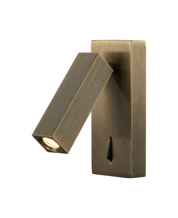 Mantra Fusion M6072 Tarifa Wall/Reading Light, 3W LED, 3000K, 210lm, Switched, Antique Brass, 3yrs Warranty • M6072