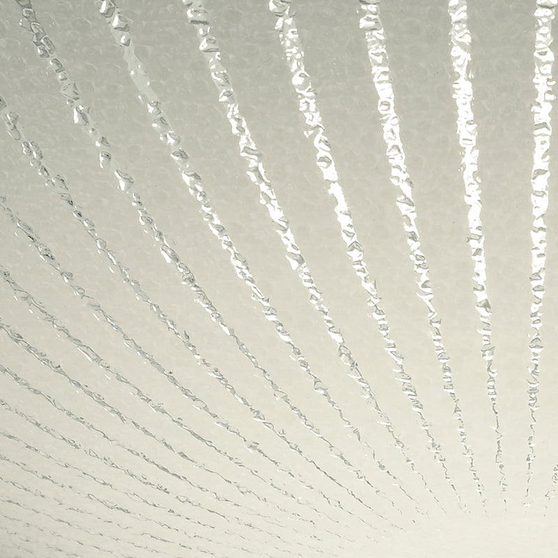 Deco Tassa 18W LED Medium Flush Ceiling Light, 400mm Round, 4000K 1500lm CRI80, Sunray Pattern Glass With Polished Chrome Detail • D0408