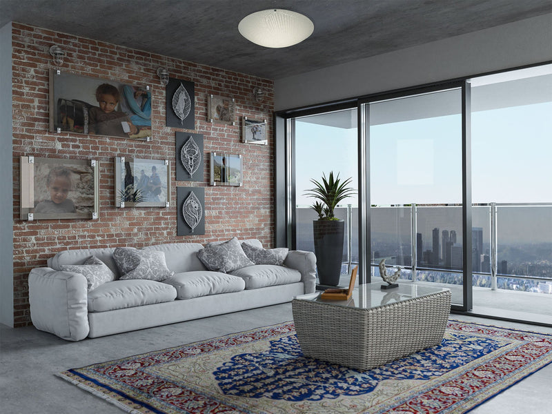 Deco Tassa 12W LED Small Flush Ceiling Light, 300mm Round, 4000K 950lm CRI80, Random Line Pattern Glass With Polished Chrome Detail • D0409