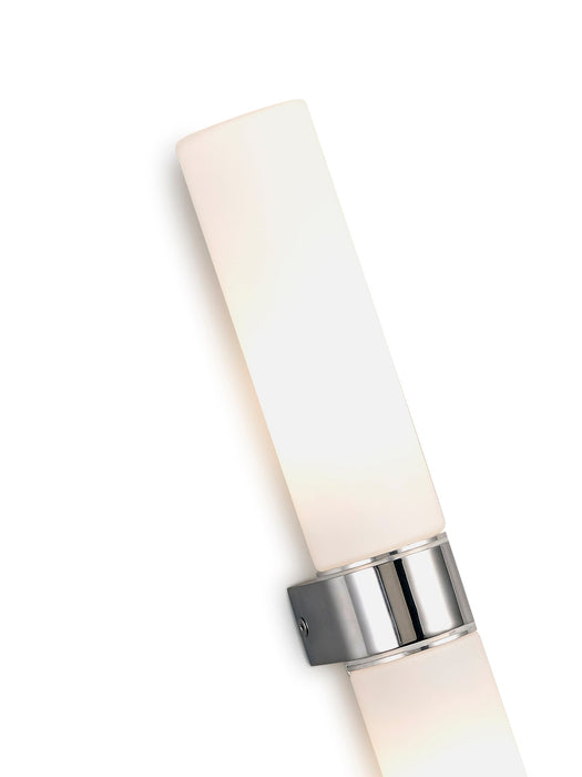 Deco Tasso IP44 2 Light E14 Twin Wall Lamp, Polished Chrome With Opal Tubular Glass • D0386