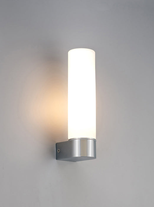 Deco Tasso IP44 1 Light E14 Wall Lamp, Polished Chrome With Opal Tubular Glass • D0387