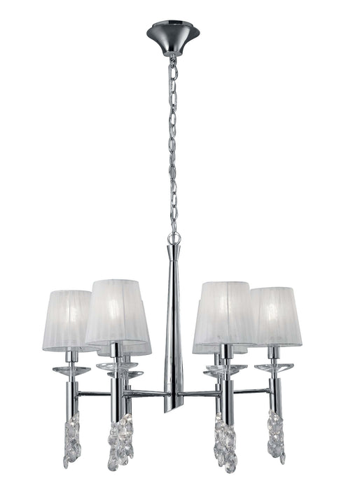 Mantra M3851 Tiffany Pendant 6+6 Light E14+G9, Polished Chrome With White Shades & Clear Crystal • M3851