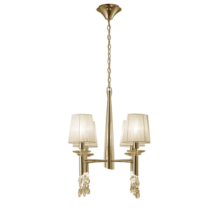 Mantra M3852FG Tiffany Pendant 4+4 Light E14+G9, French Gold With Cream Shades & Clear Crystal • M3852FG