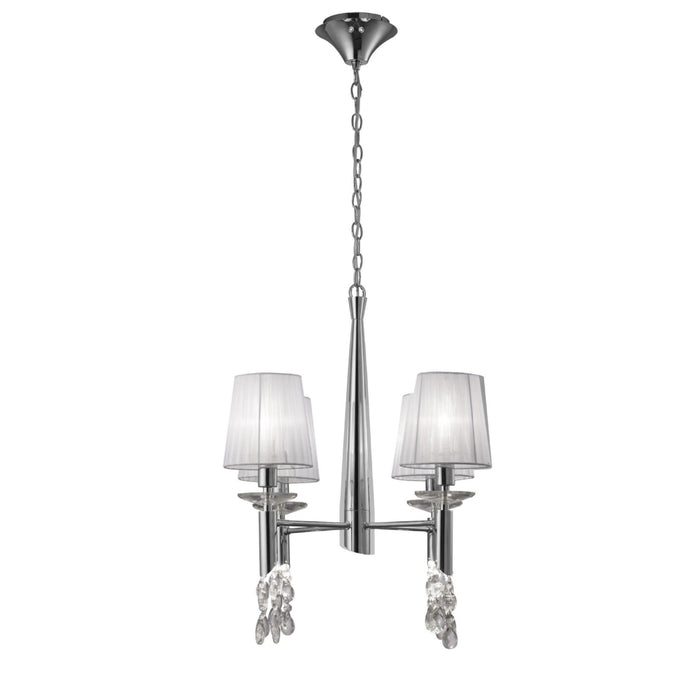Mantra M3852 Tiffany Pendant 4+4 Light E14+G9, Polished Chrome With White Shades & Clear Crystal • M3852