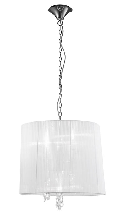Mantra M3860 Tiffany Pendant 3+3 Light E14+G9, Polished Chrome With White Shade & Clear Crystal • M3860