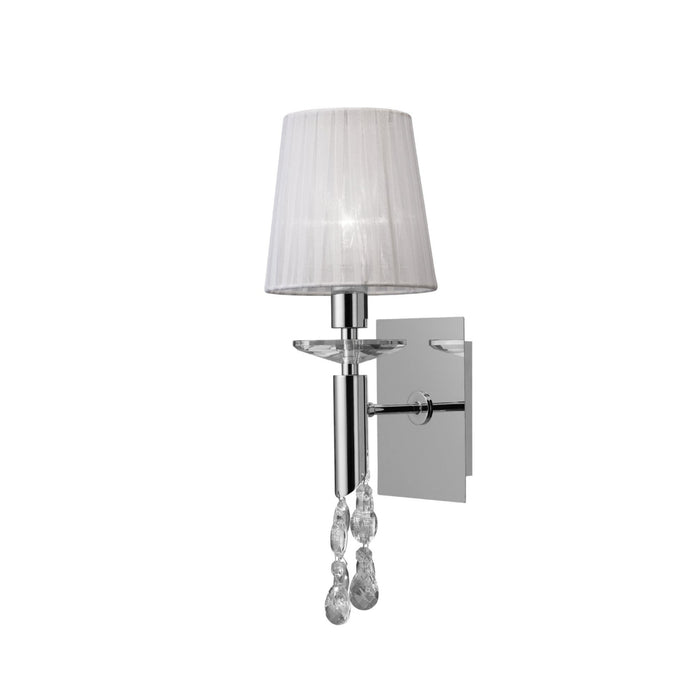Mantra M3864/S Tiffany Wall Lamp Switched 1+1 Light E14+G9, Polished Chrome With White Shade & Clear Crystal • M3864/S