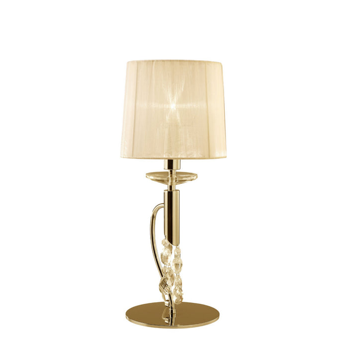 Mantra M3868FG Tiffany Table Lamp 1+1 Light E14+G9, French Gold With Cream Shade & Clear Crystal • M3868FG