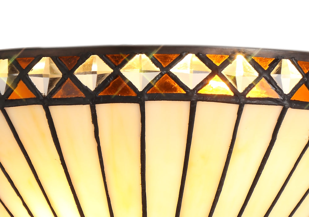 Regal Lighting SL-2036 Tiffany 2 Light Wall Uplighter Cream And Amber With Clear Crystal Shade
