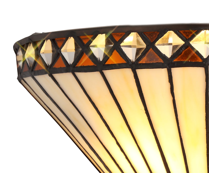 Regal Lighting SL-2036 Tiffany 2 Light Wall Uplighter Cream And Amber With Clear Crystal Shade
