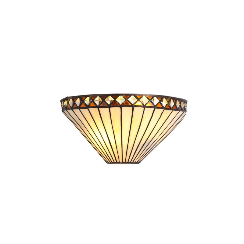 Regal Lighting SL-2036 Tiffany 2 Light Wall Uplighter Cream And Amber With Clear Crystal Shade
