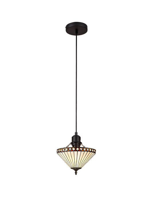 Regal Lighting SL-1270 1 Light 30cm Tiffany Uplighter Pendant  Amber And Cream With Clear Crystal Shade