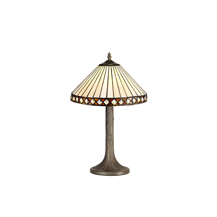 Regal Lighting SL-1269 1 Light Tree Tiffany Table Lamp 30cm Amber And Cream With Clear Crystal Shade
