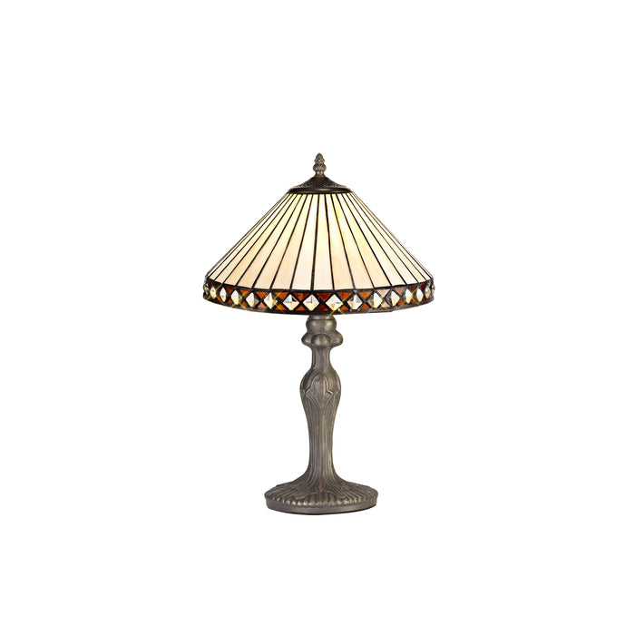 Regal Lighting SL-1268 1 Light Curved Tiffany Table Lamp 30cm Amber And Cream With Clear Crystal Shade