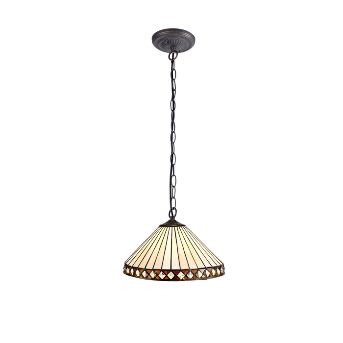 Regal Lighting SL-1266 1 Light 30cm Tiffany Pendant  Amber And Cream With Clear Crystal Shade
