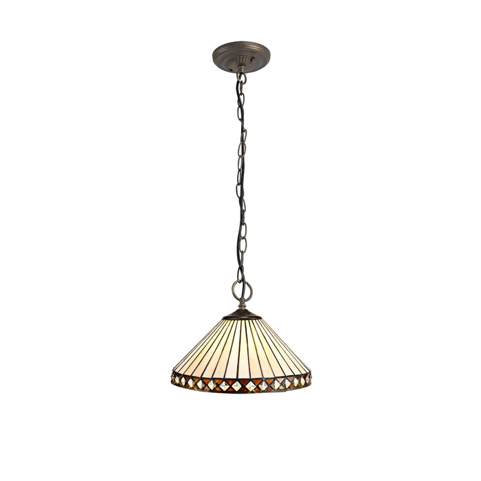 Regal Lighting SL-1264 3 Light 30cm Tiffany Pendant  Amber And Cream With Clear Crystal Shade