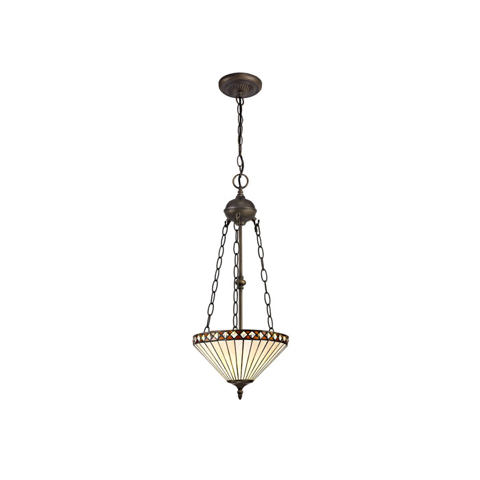 Regal Lighting SL-1261 2 Light 30cm Tiffany Uplighter Pendant Amber And Cream With Clear Crystal Shade