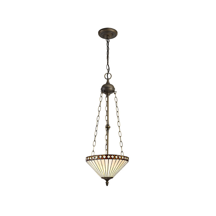 Regal Lighting SL-1260 3 Light 30cm Tiffany Uplighter Pendant Amber And Cream With Clear Crystal Shade