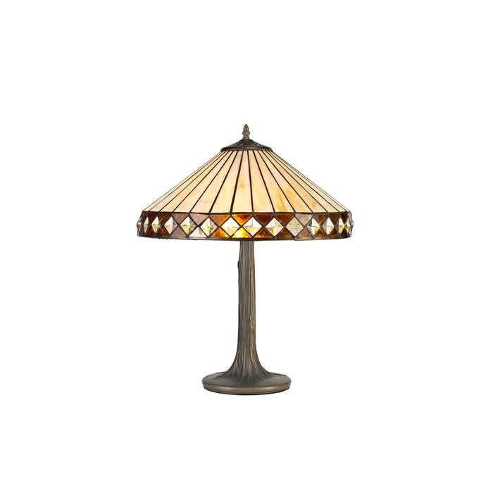 Regal Lighting SL-1259 2 Light Tree Tiffany Table Lamp 40cm Amber And Cream With Clear Crystal Shade