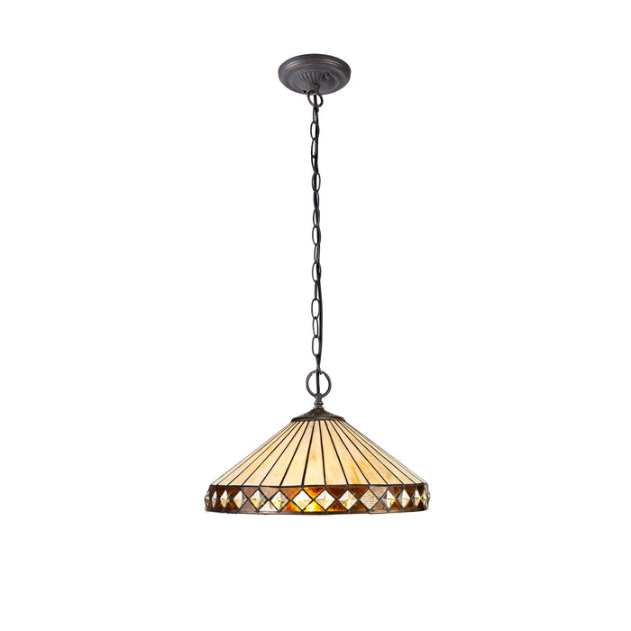 Regal Lighting SL-1255 2 Light 40cm Tiffany Pendant  Amber And Cream With Clear Crystal Shade