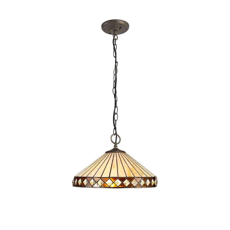 Regal Lighting SL-1254 3 Light 40cm Tiffany Pendant  Amber And Cream With Clear Crystal Shade