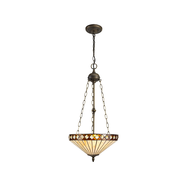 Regal Lighting SL-1252 3 Light 40cm Tiffany Uplighter Pendant Amber And Cream With Clear Crystal Shade