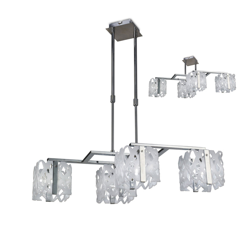 Mantra M1257 Tokio Rectangular Telescopic Semi Flush Convertible 4 Light G9 Line, Gloss White/Polished Chrome • M1257
