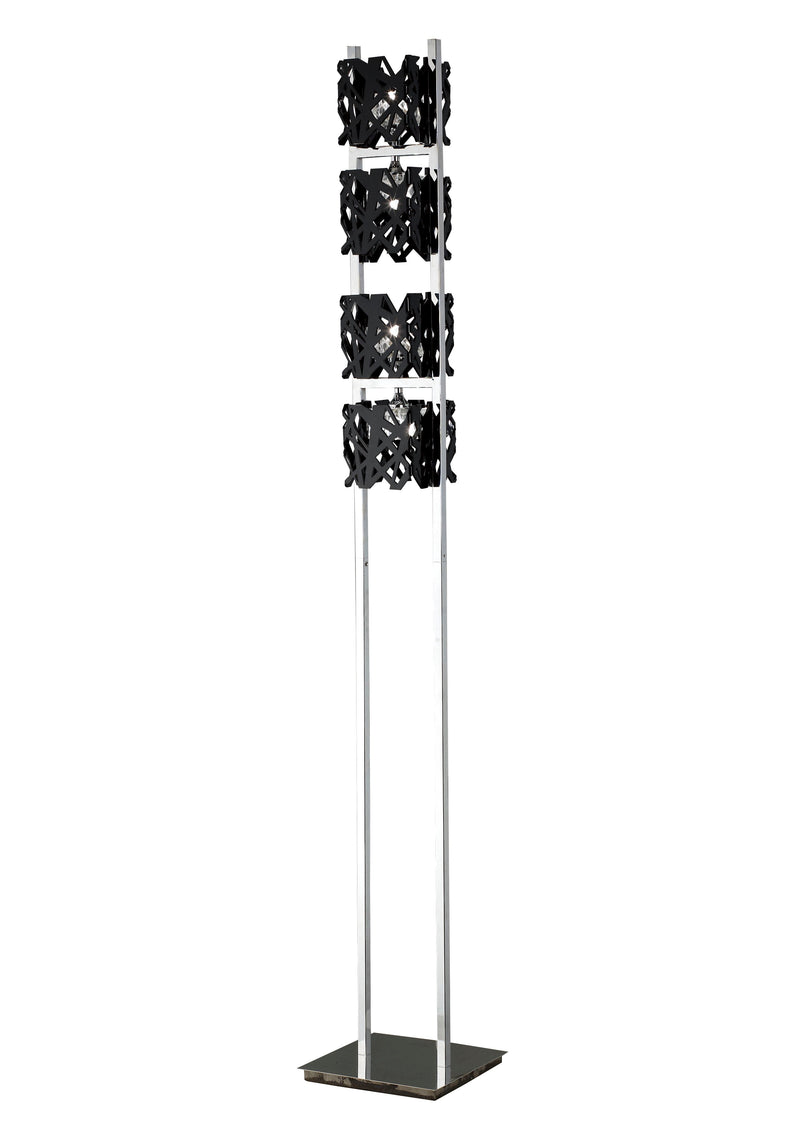 Mantra M1270 Tokio Floor Lamp 4 Light G9, Gloss Black/Polished Chrome • M1270