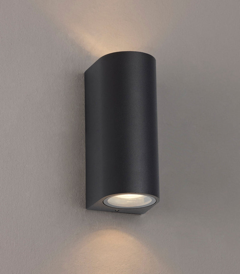 Deco Tomar Curved Wall Lamp, 2 x GU10, IP54,Sand Black • D0593