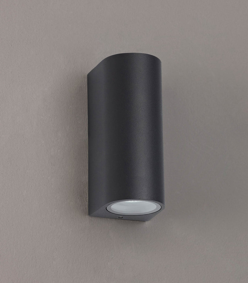 Deco Tomar Curved Wall Lamp, 2 x GU10, IP54,Sand Black • D0593
