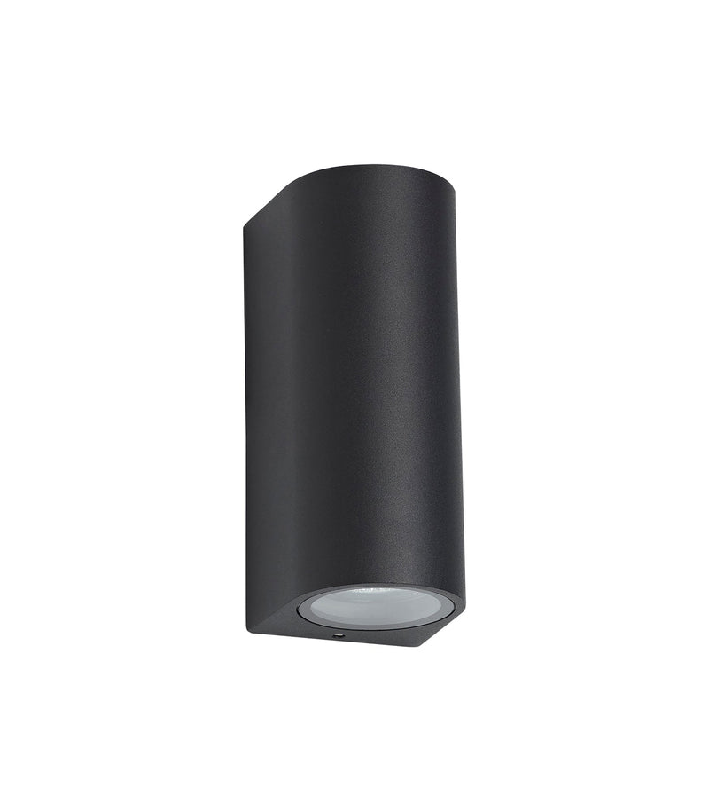 Deco Tomar Curved Wall Lamp, 2 x GU10, IP54,Sand Black • D0593