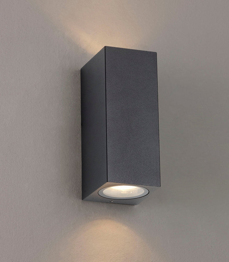 Deco Tomar Rectangle Wall Lamp, 2 x GU10, IP54, Sand Black • D0595