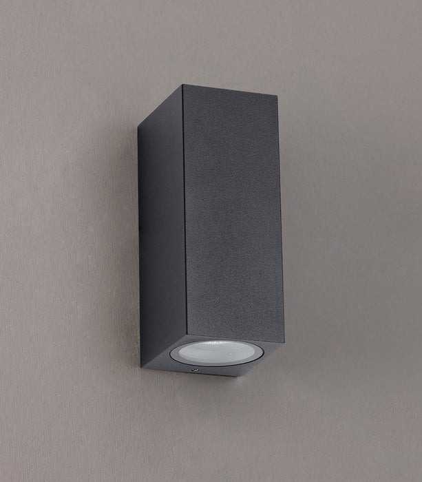 Deco Tomar Rectangle Wall Lamp, 2 x GU10, IP54, Sand Black • D0595