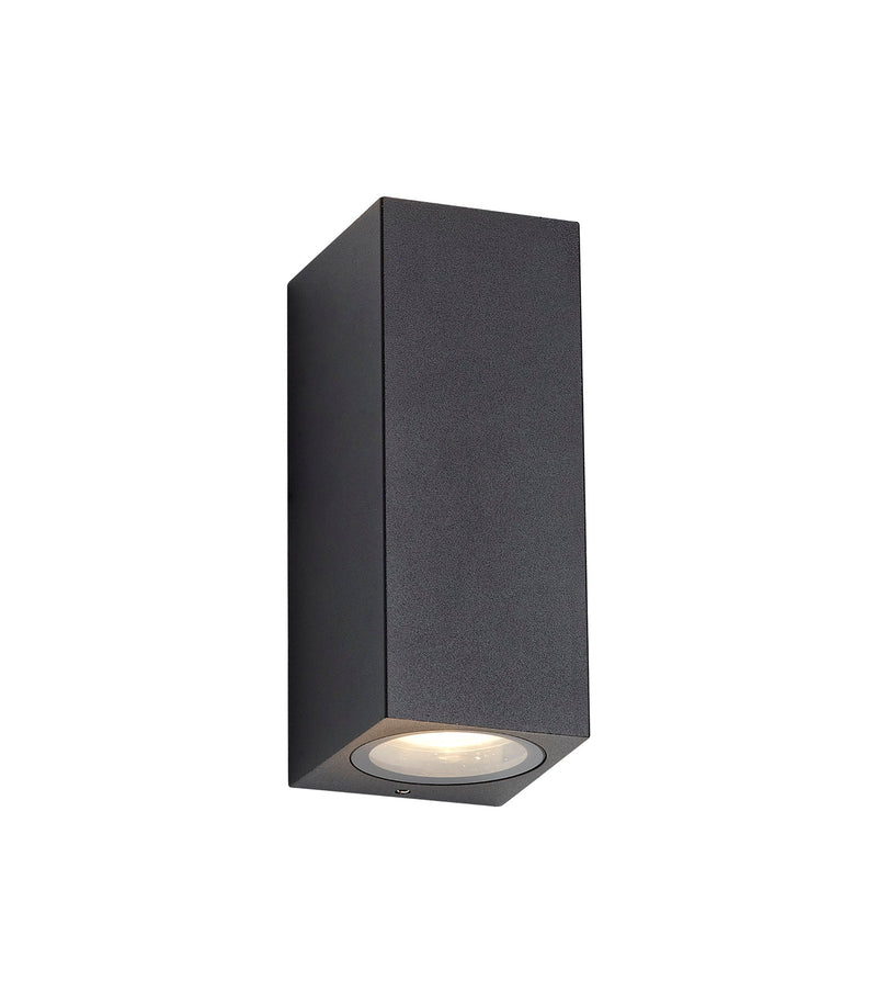 Deco Tomar Rectangle Wall Lamp, 2 x GU10, IP54, Sand Black • D0595