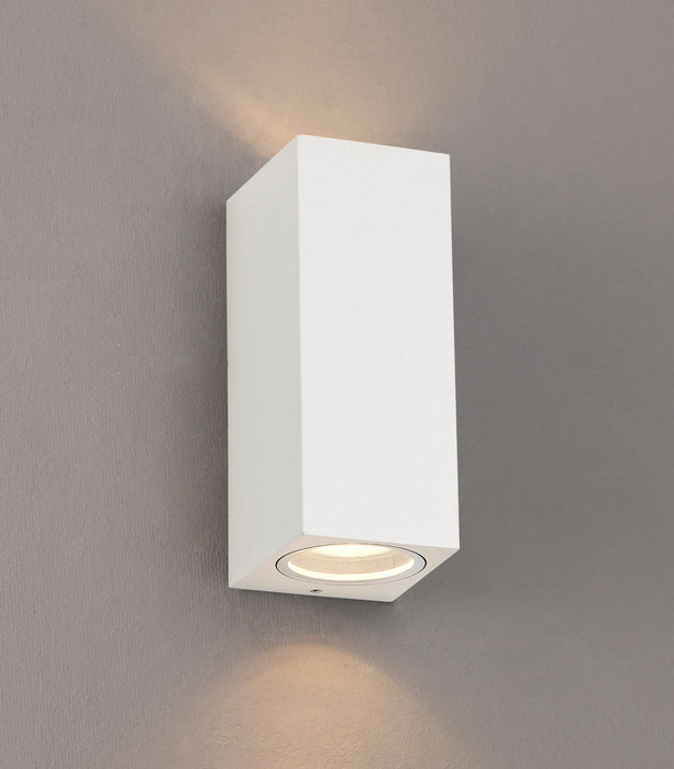 Deco Tomar Rectangle Wall Lamp, 2 x GU10, IP54, Sand White • D0599