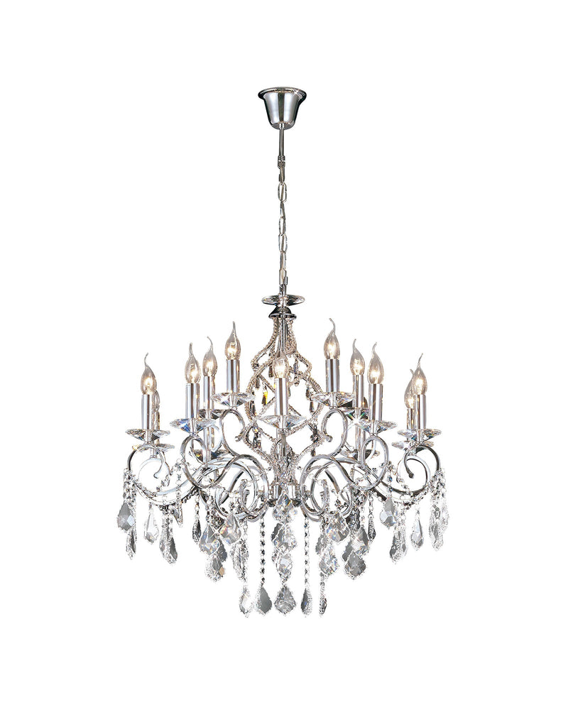 Diyas Torino Pendant 15 Light E14 Polished Chrome/Crystal • IL303110+5