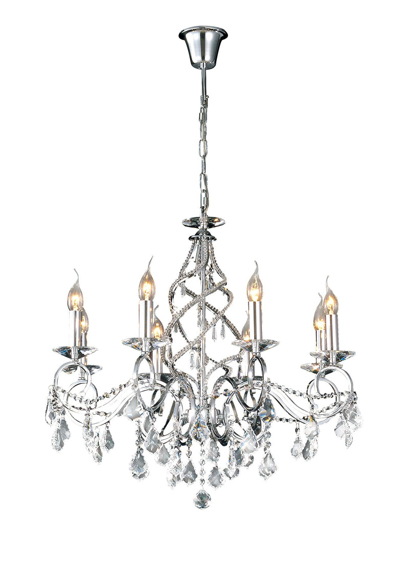 Diyas Torino Pendant 8 Light E14 Polished Chrome/Crystal • IL30318
