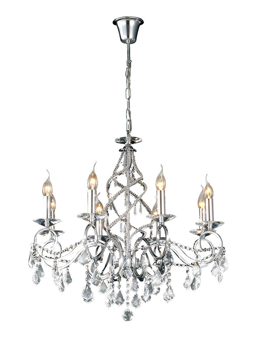 Diyas Torino Pendant 8 Light E14 Polished Chrome/Crystal • IL30318