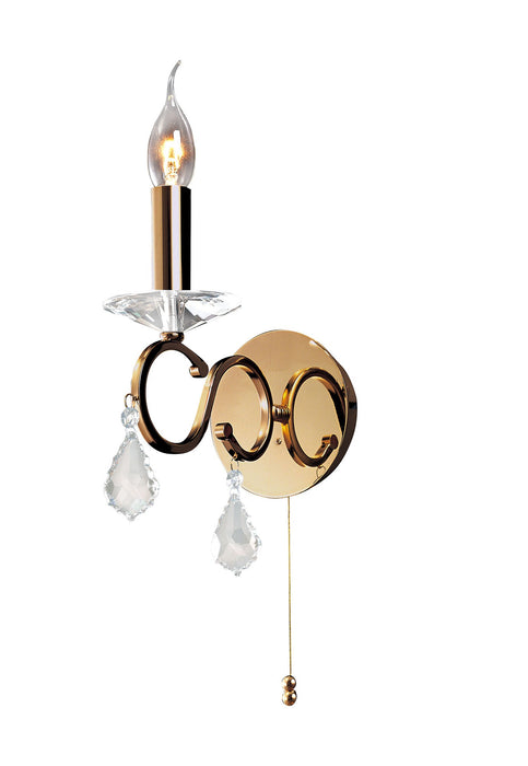 Diyas Torino Wall Lamp Switched 1 Light E14 French Gold/Crystal • IL30321