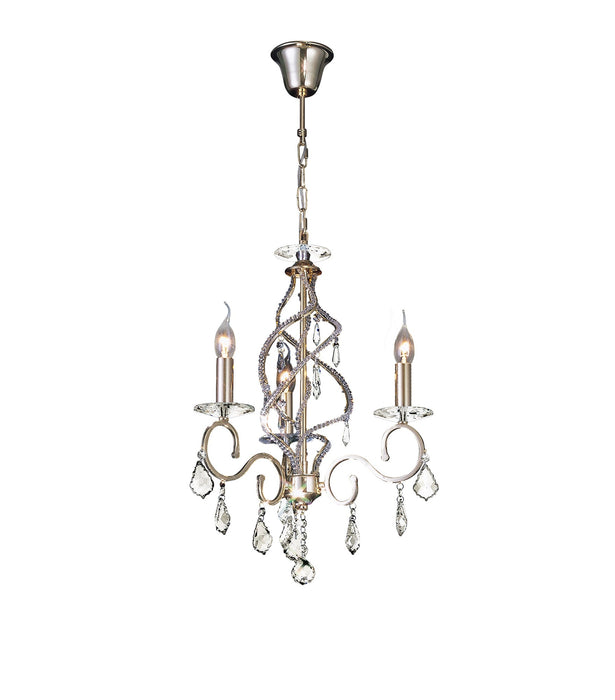 Diyas Torino Pendant 3 Light E14 French Gold/Crystal • IL30323