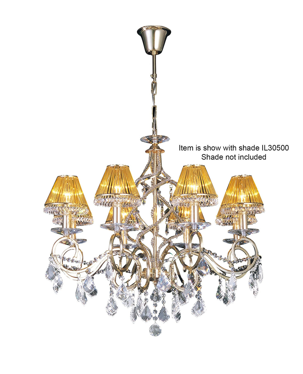 Diyas Torino Pendant 8 Light E14 French Gold/Crystal • IL30328 ...