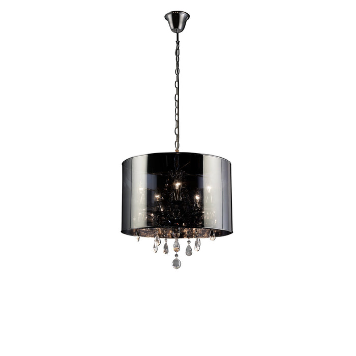 Diyas Trace Pendant With Chrome Shade 5 Light E14 Polished Chrome/PVC /Crystal • IL30461