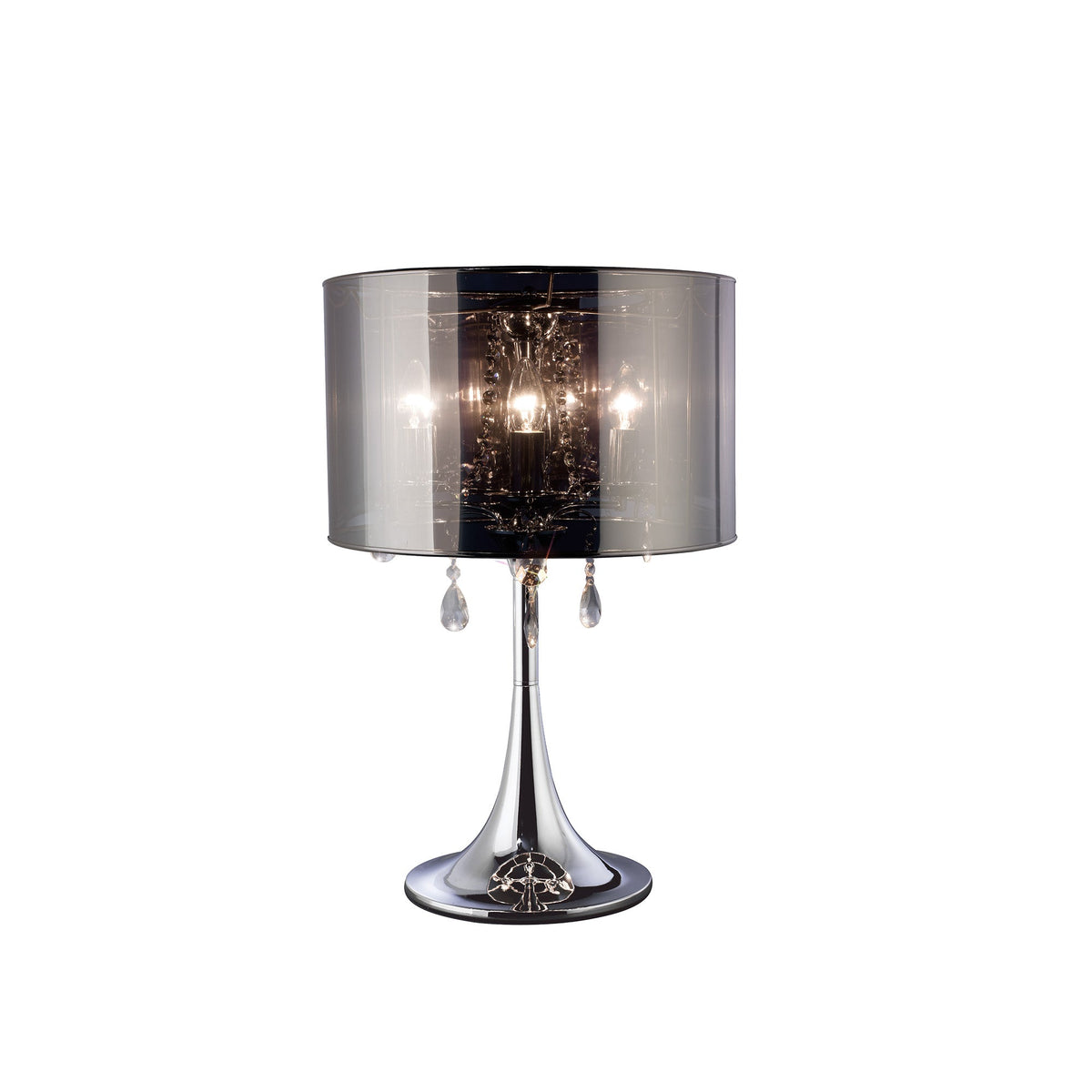 Diyas Trace Table Lamp With Chrome Shade 3 Light E14 Polished Chrome/P ...
