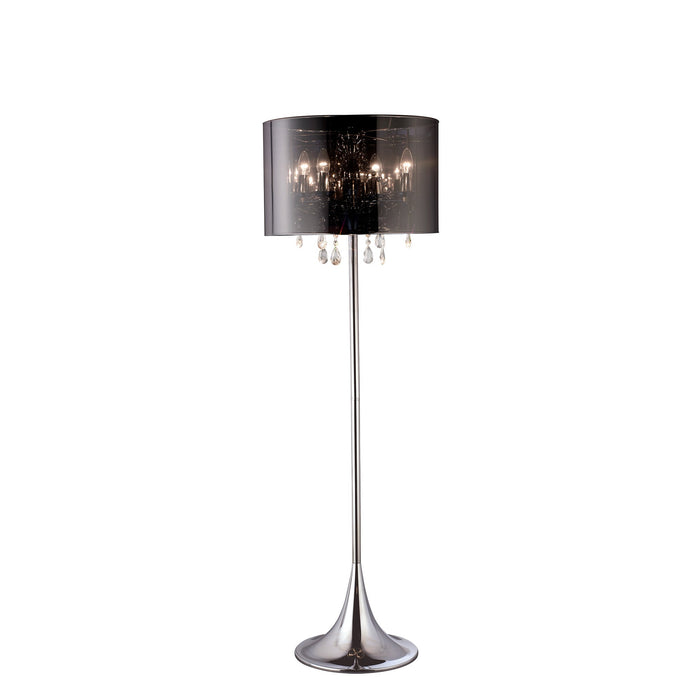 Diyas Trace Floor Lamp With Chrome Shade 4 Light E14 Polished Chrome//PVC/Crystal, NOT LED/CFL Compatible • IL30463