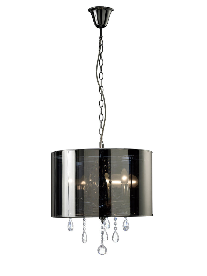 Diyas Trace Pendant With Chrome Shade 3 Light E14 Polished Chrome/PVC /Crystal • IL30464