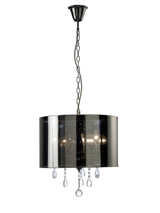 Diyas Trace Pendant With Chrome Shade 3 Light E14 Polished Chrome/PVC /Crystal • IL30464