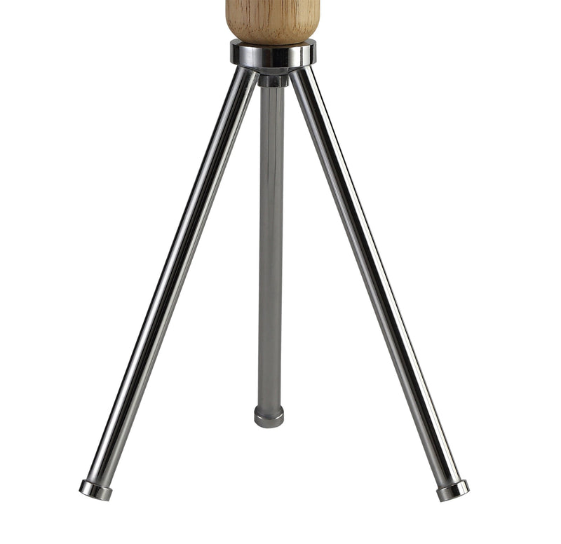 Deco Tripp Table Lamp, 1 Light E27, Dimmable, Polished Chrome/Wood, (Lamps Not Included) • D0561