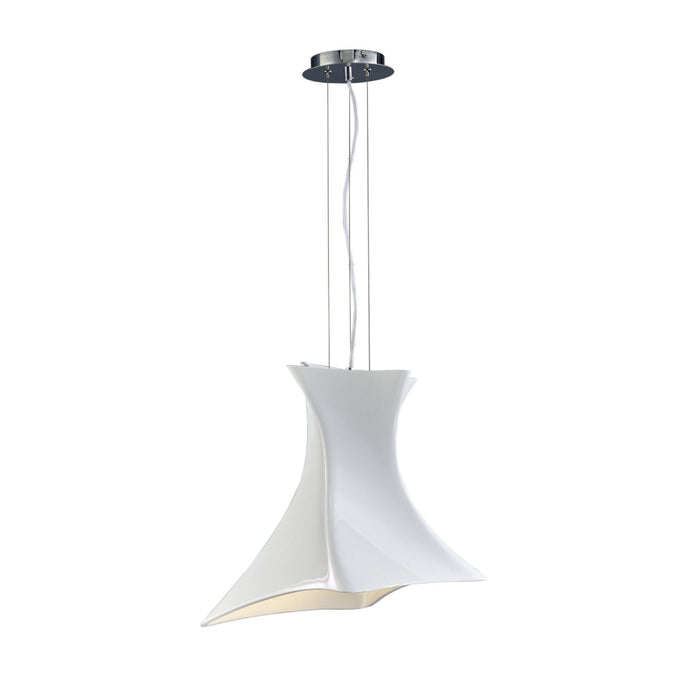 Mantra M5070 Twist Pendant 1 Light E27, Gloss White/Polished Chrome • M5070