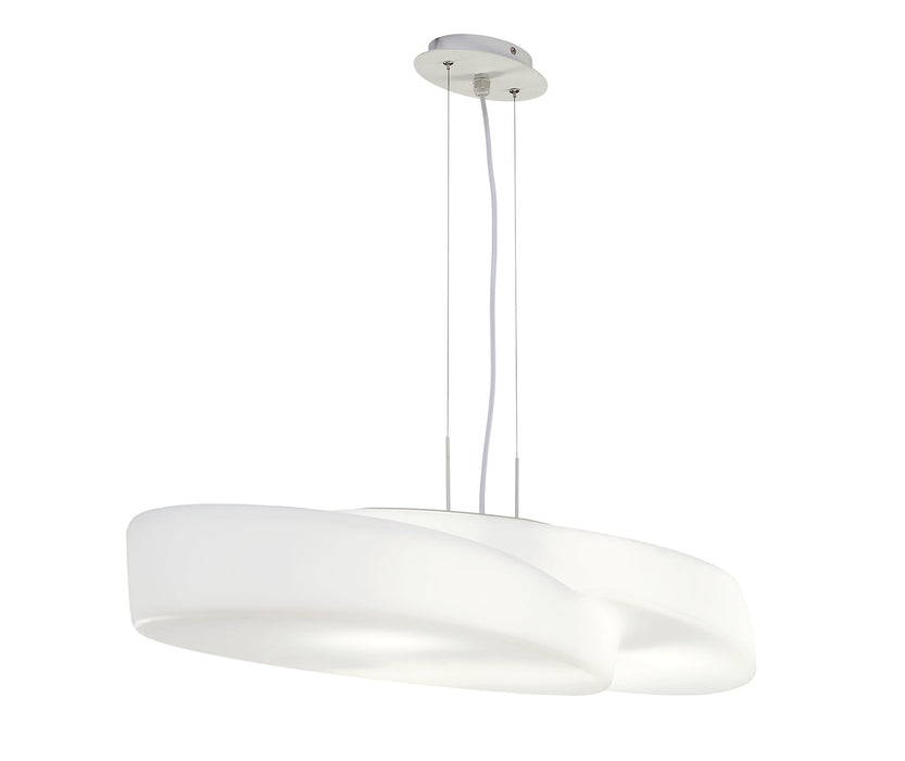 Mantra M1890 Ufo Rectangular Pendant 6 Light E27 Indoor, Matt White/Opal White • M1890