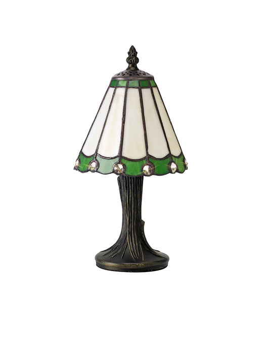 Regal Lighting SL-2072 1 Light Tiffany Table Lamp 15cm Cream And Green With Clear Crystal Shade